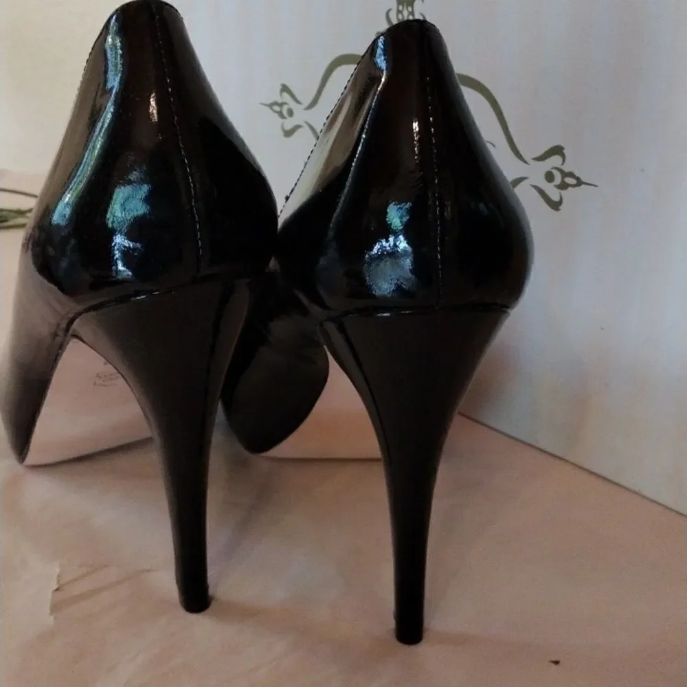 Footcandy Black Patent Peep Toe Heels